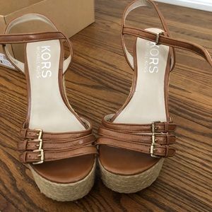 KORS by MK boho vintage three strap wedge sandal